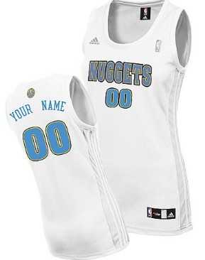 Women%27s Customized Denver Nuggets White Jersey